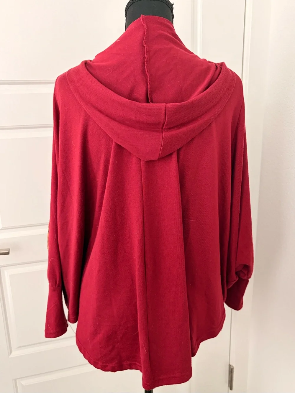 Crimson Hooded Capelet Cardigan